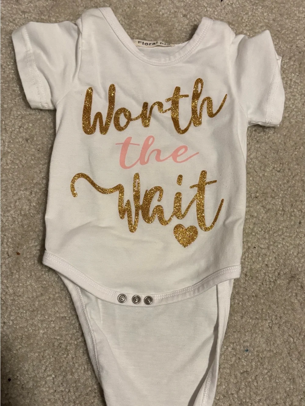 Girls White Onesies with Text - size 6-12 months with headband and diaper covers